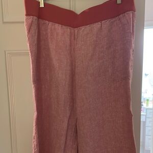 Lands' End Pink Wide Leg Linen pants.